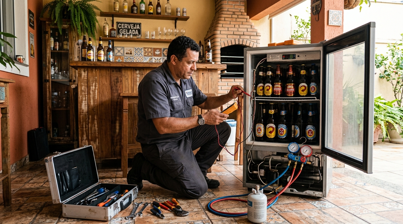 Recarga de gás refrigerante em cervejeira em atendimento no Centro, Limeira‑SP
