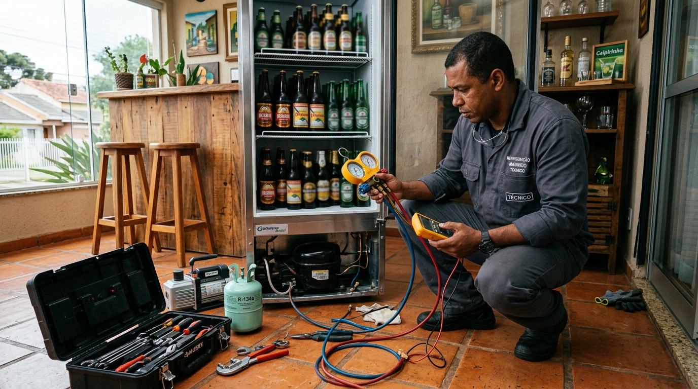 Técnico de conserto de cervejeira em residência no Centro, Limeira‑SP